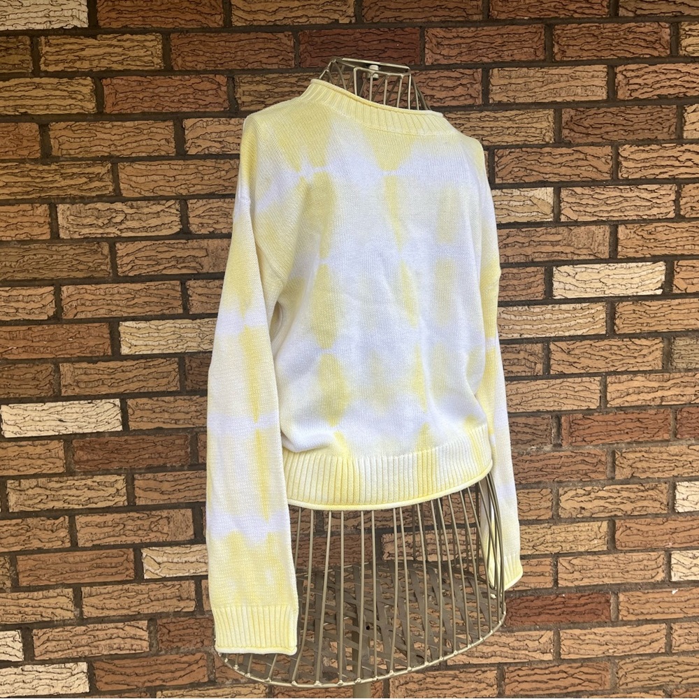 Elizabeth and James Yellow and White Tie Dye Knitted Sweater - XS